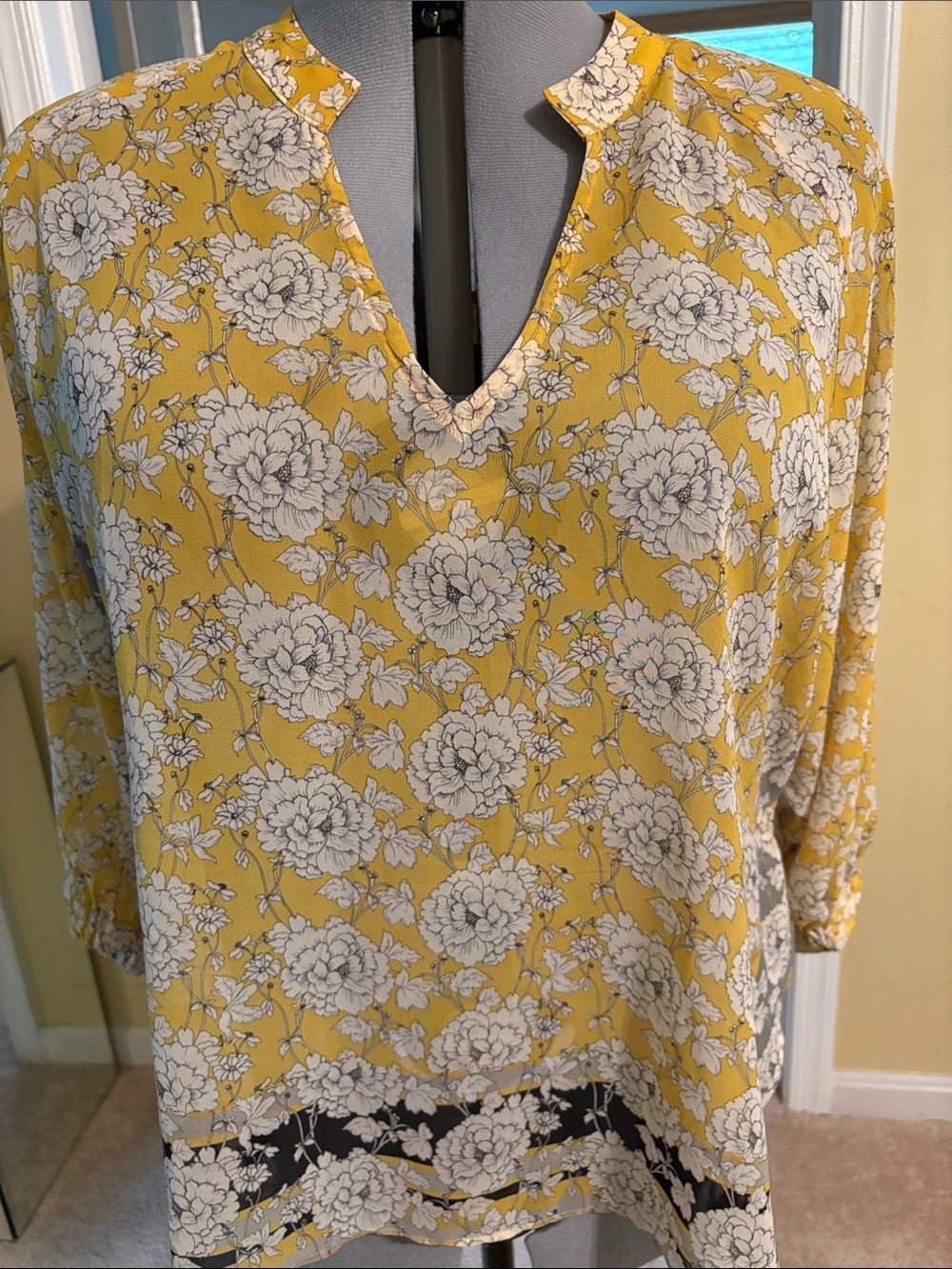CAbi sheer flower blouse